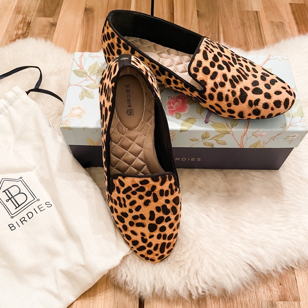 Birdies Cheetah Print Calf Hair Sterling Flates